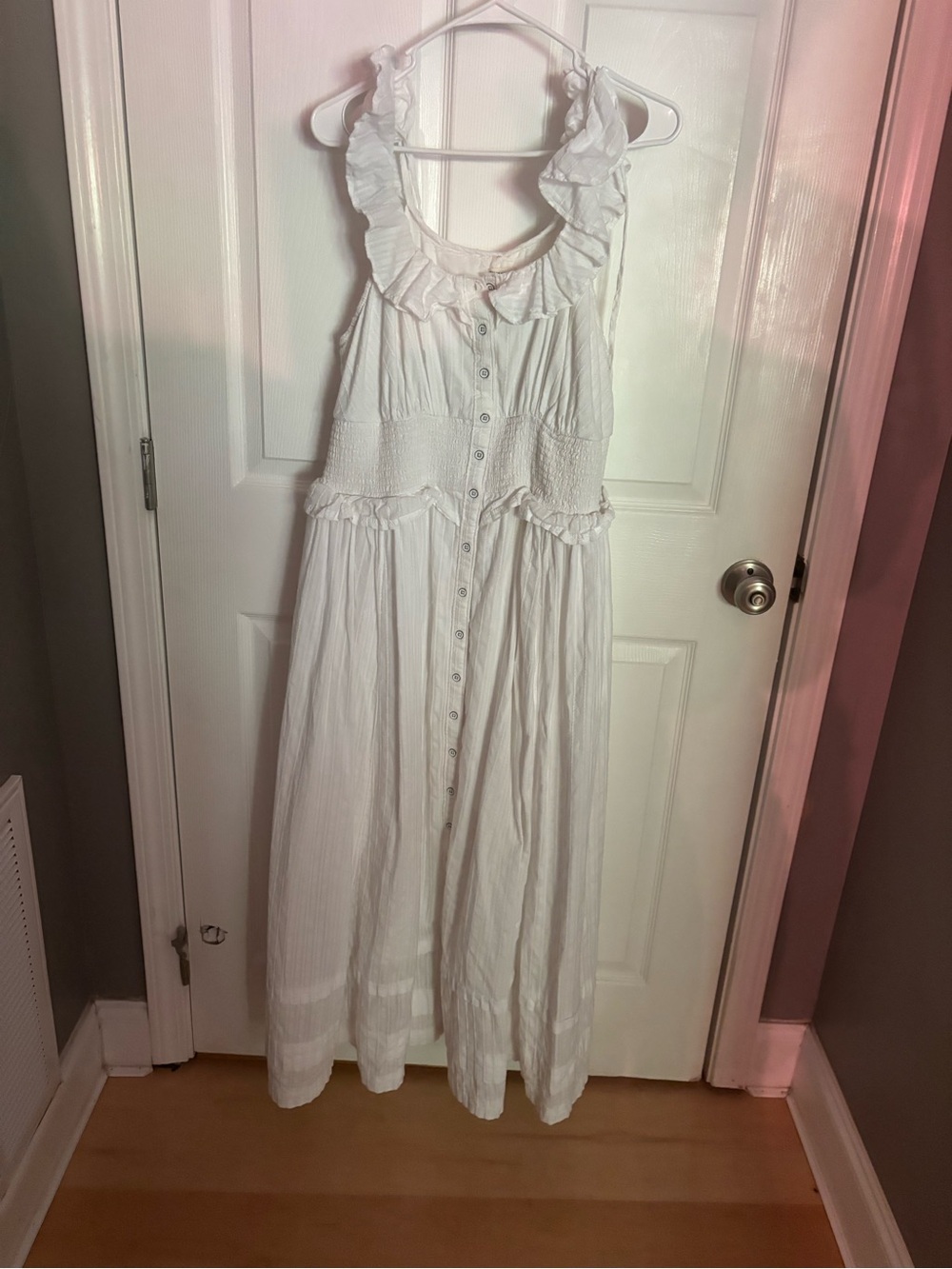 Anthropologie Pilcro ruffled smocked waist button up dress - Picture 7 of 10